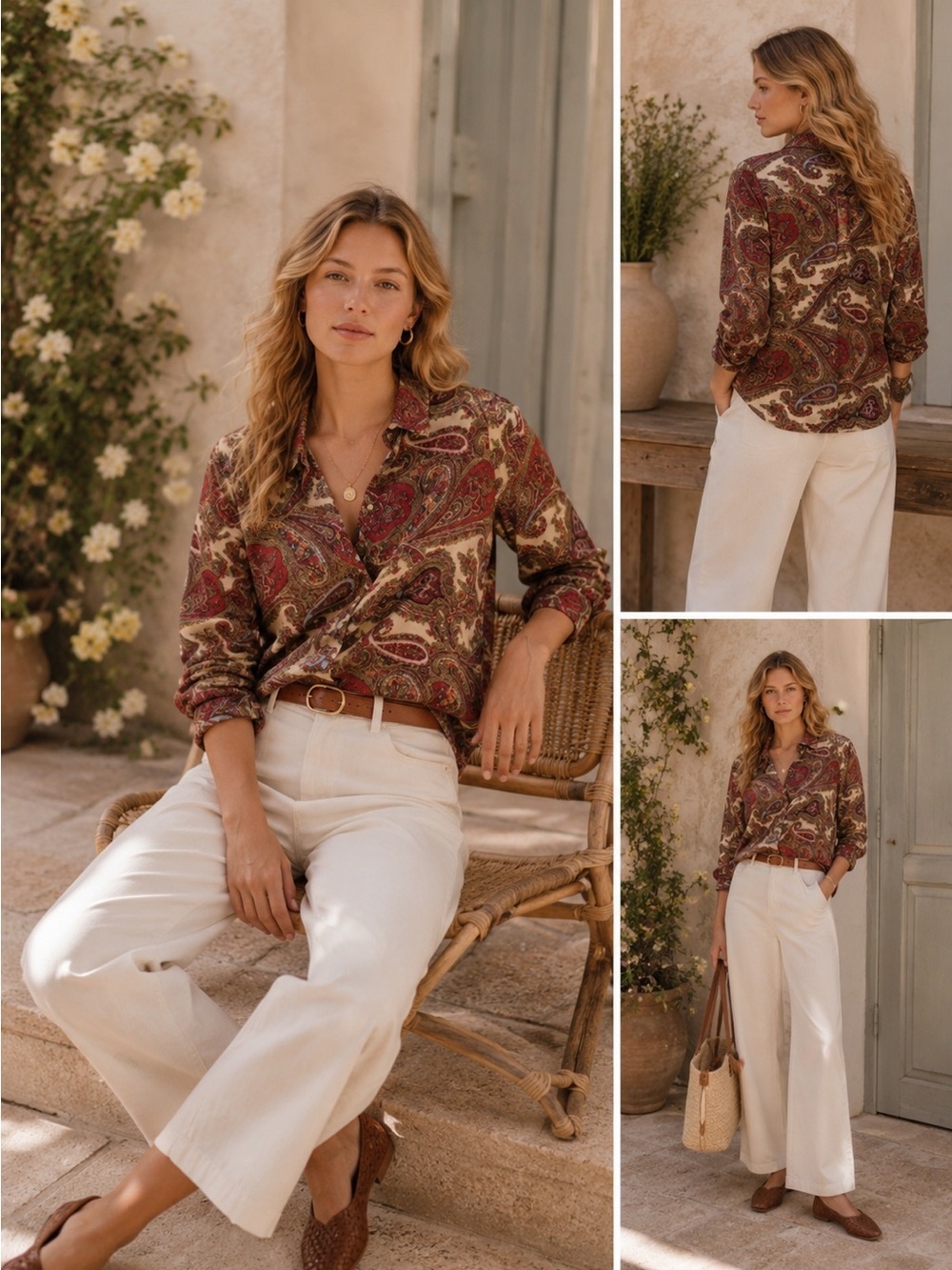 Silk Paisley Button-Up Shirt Vintage Talbots Size 6